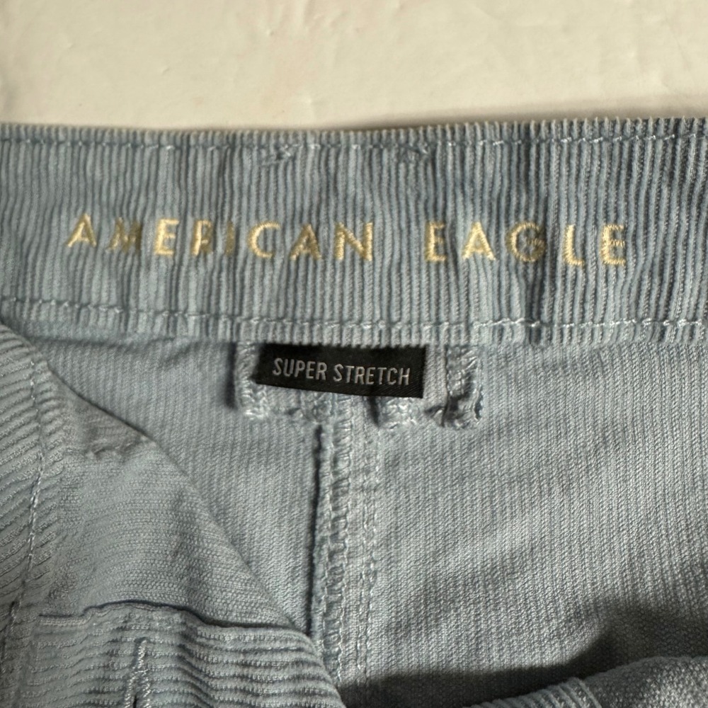 American Eagle Super Stretch Corduroy Mini Skirt Blue Button Front Women Size 8 - Picture 3 of 6